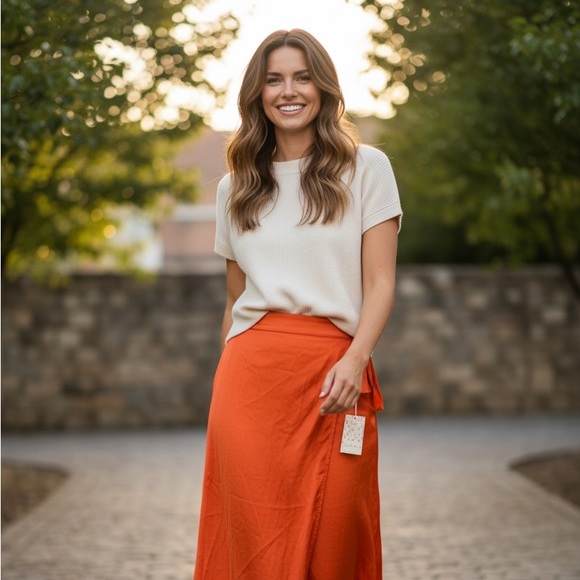 Free People Dresses & Skirts - Free People Vibrant Orange Assymetrical Skirt